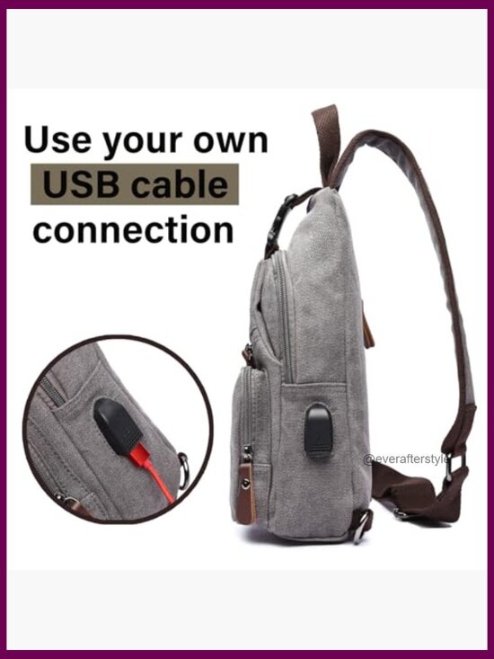 Waterproof Canvas Backpack with USB Port for Hiking Travel Work